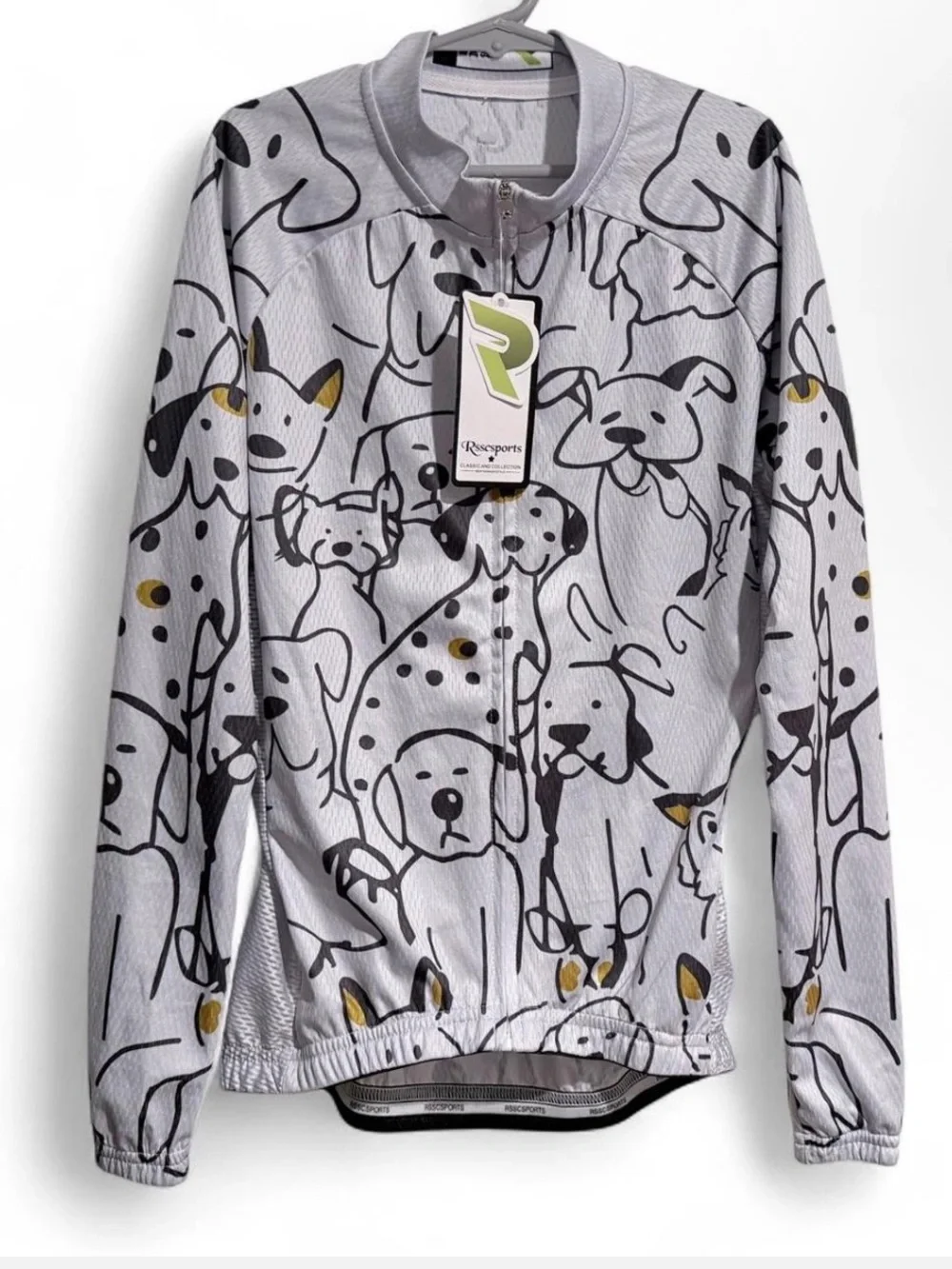 NWT RCCS SPORTS Jersey Like Athletic Puppy Dog Pattern Unisex Zip Up Jacket 6/8